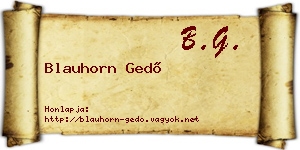 Blauhorn Gedő névjegykártya